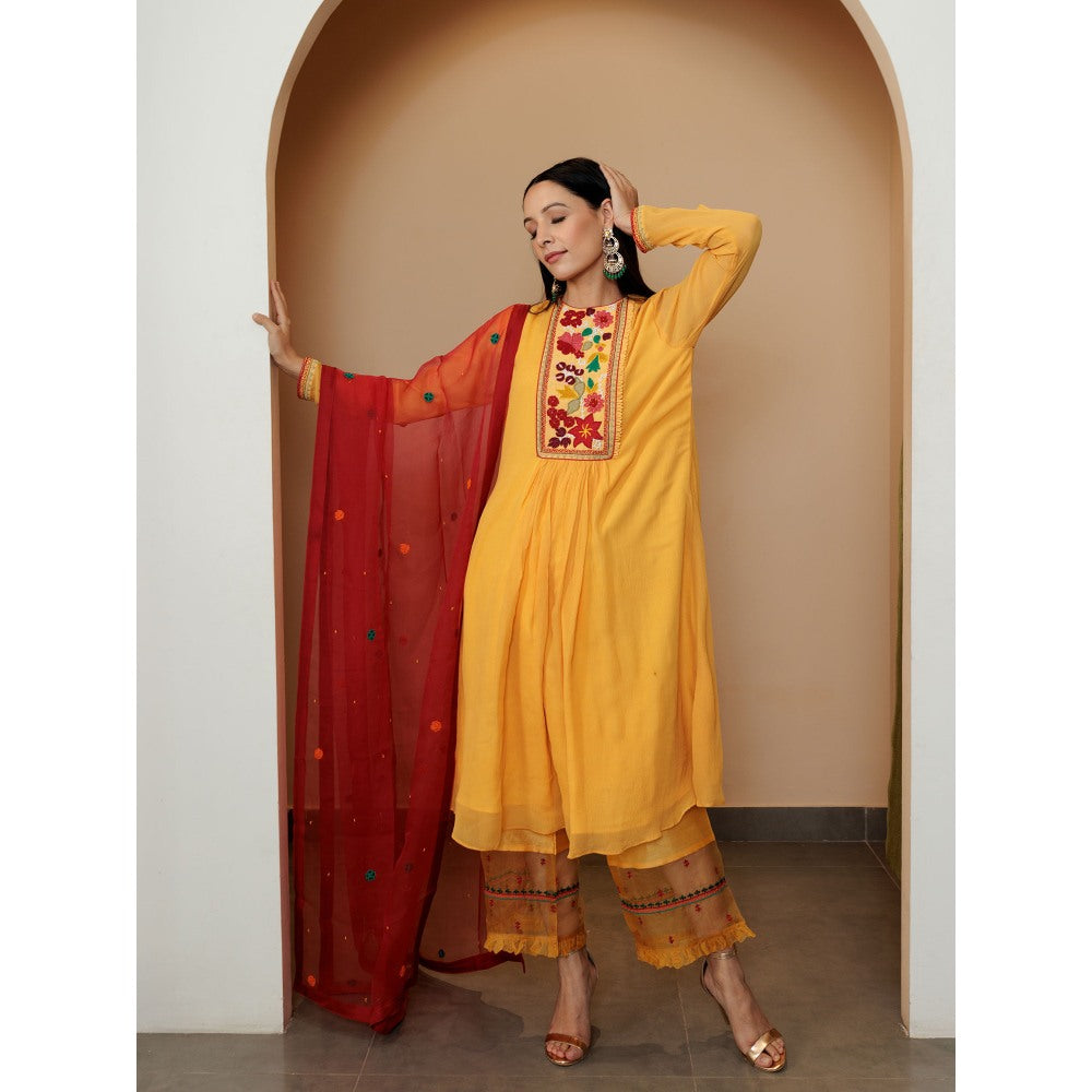 Pairaahan Mehr Kurta Yellow (Set of 3)