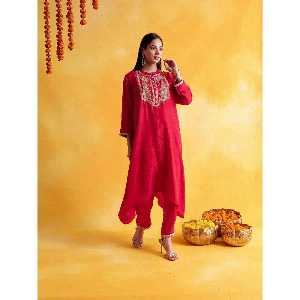 Pairaahan RED Kurta with Pant (Set of 2)