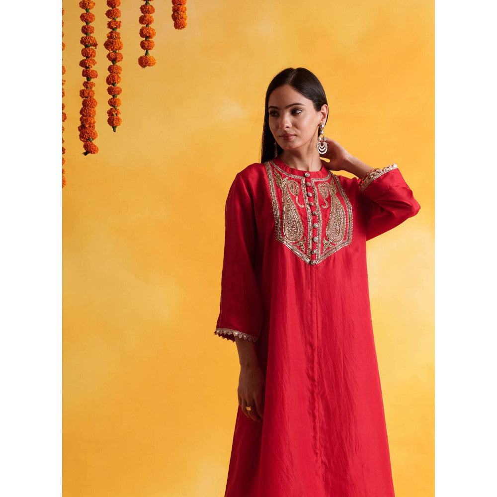 Pairaahan RED Kurta with Pant (Set of 2)