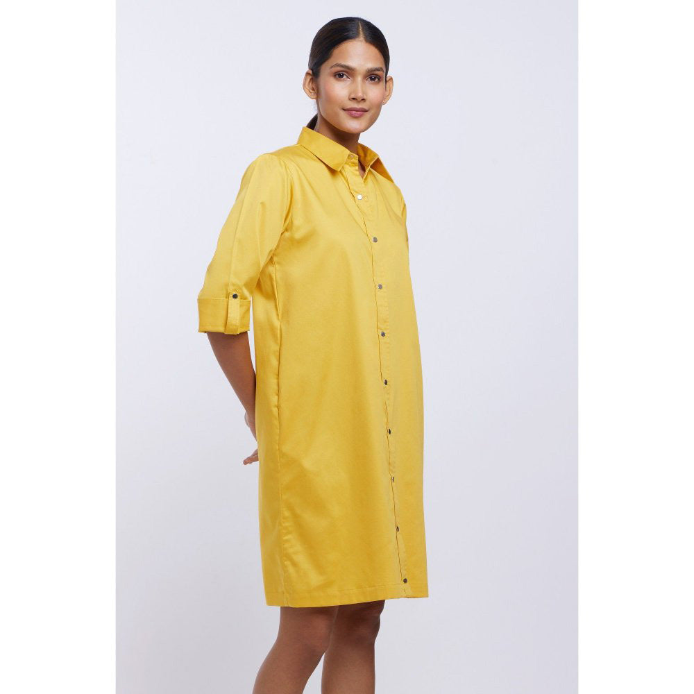 Pallavi Swadi Canary Yellow Solid Shirt Dress