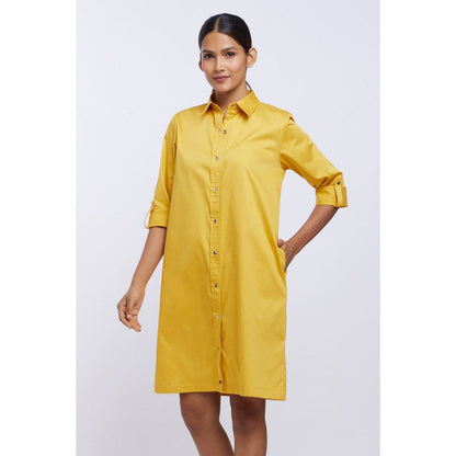 Pallavi Swadi Canary Yellow Solid Shirt Dress