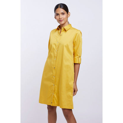 Pallavi Swadi Canary Yellow Solid Shirt Dress