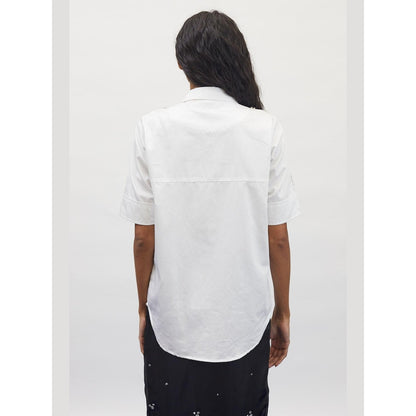Pallavi Swadi White Dragonfly Swarovski Shirt