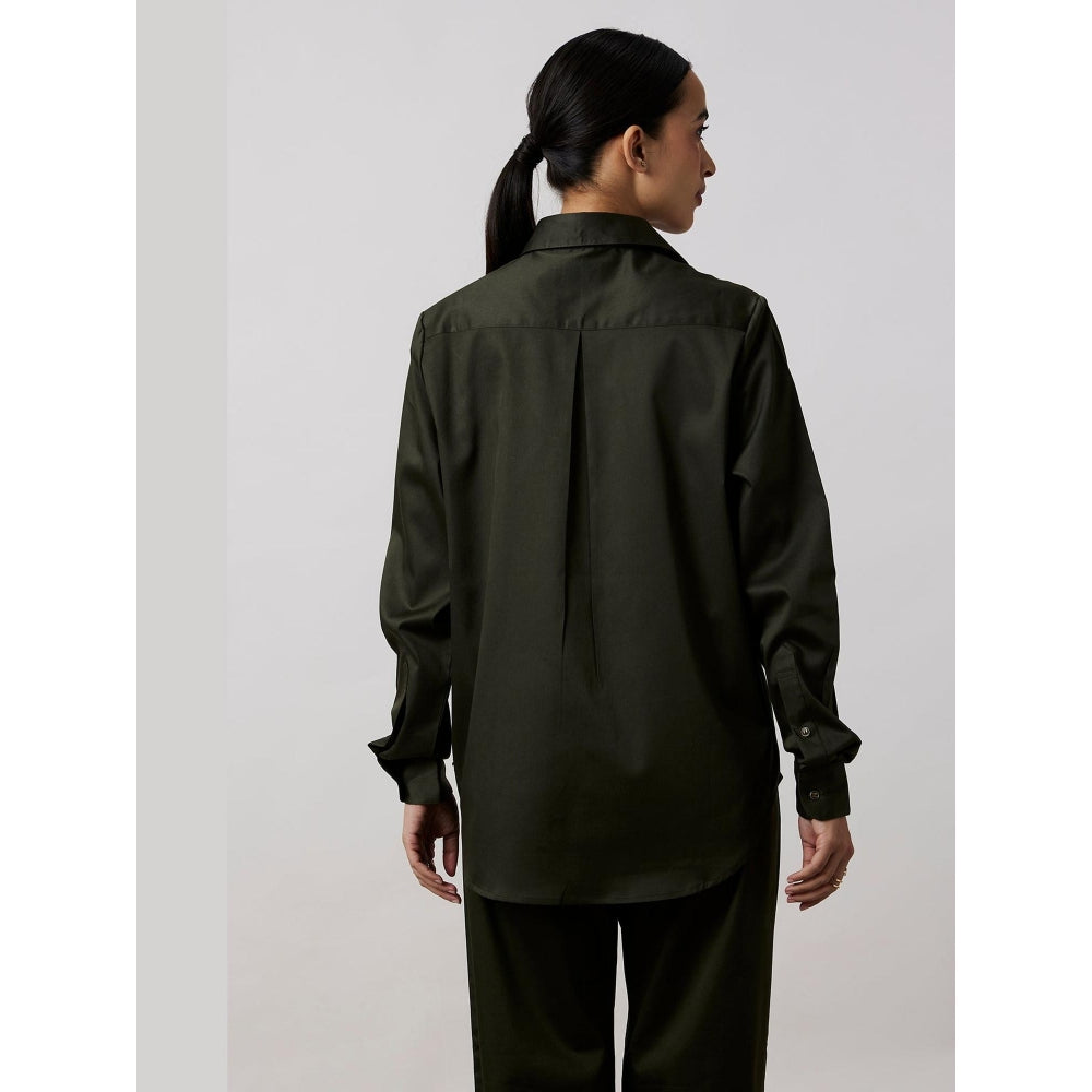 Pallavi Swadi Olive Fringe Swarovski Shirt