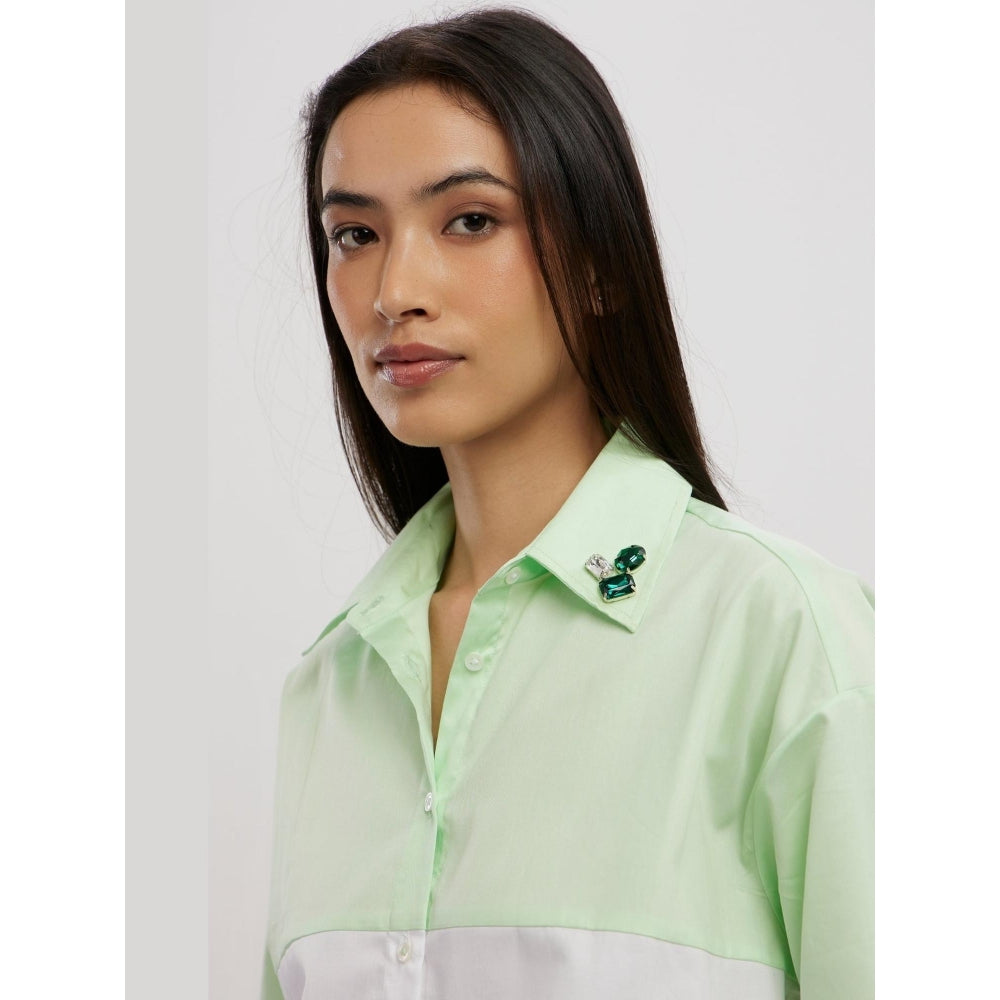 Pallavi Swadi Lime Green Swarovski Block Shorts Co-Ord Set
