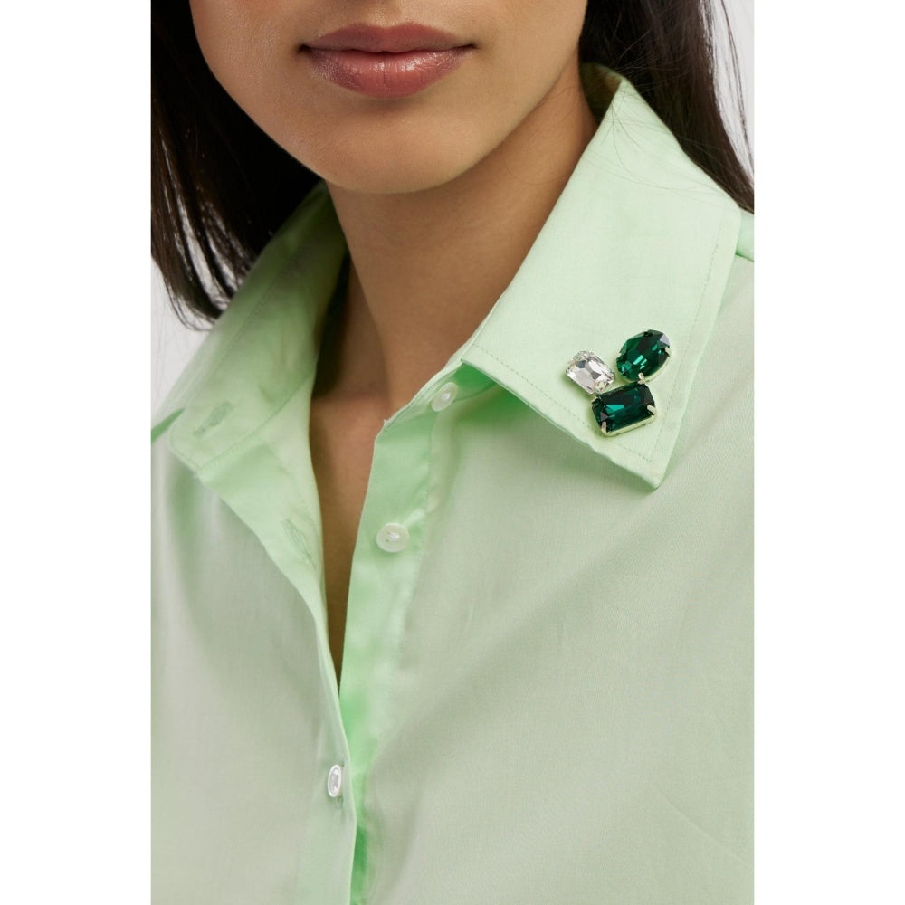 Pallavi Swadi Lime Green Swarovski Block Shorts Co-Ord Set