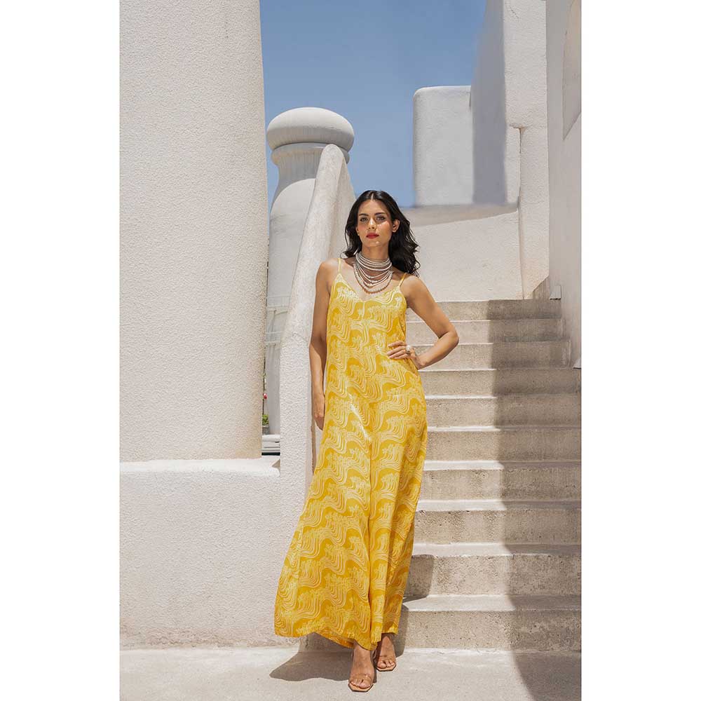 PALLAVI JAIPUR Gulbahar Marigold Yellow Jumpsuit