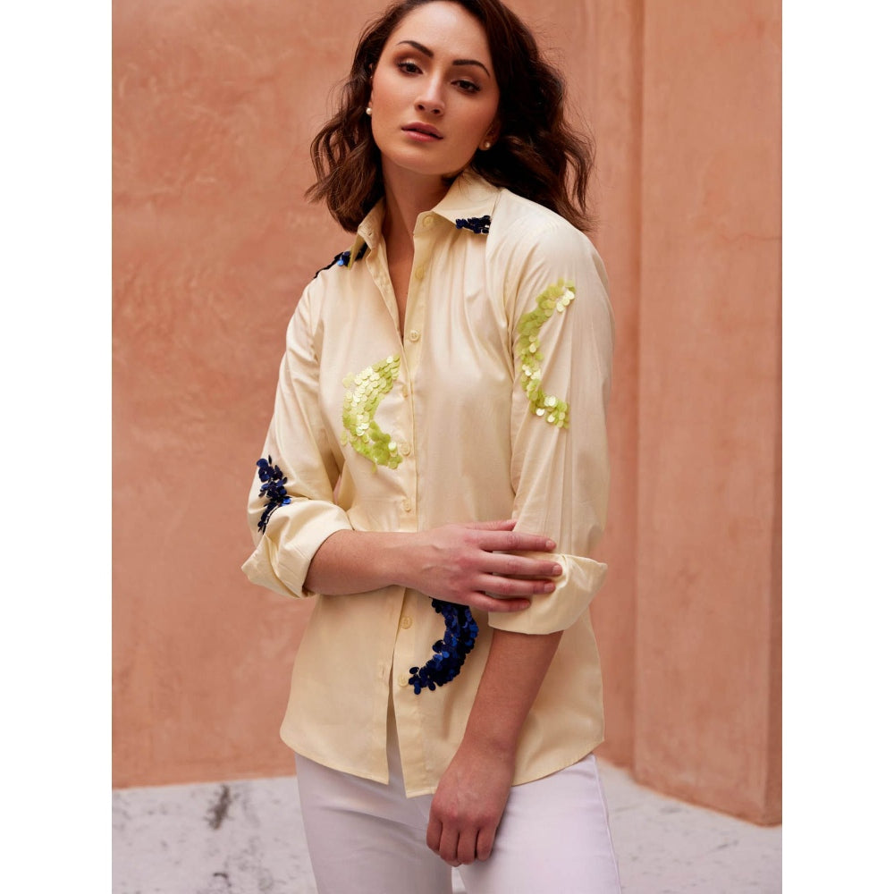 Palak Khandelwal Light Yellow Shirt with Sequin Abstract