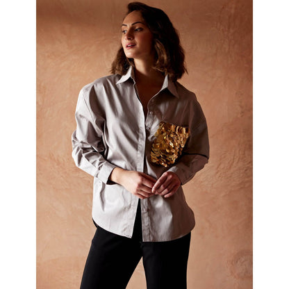 Palak Khandelwal Grey Shirt with Sequin