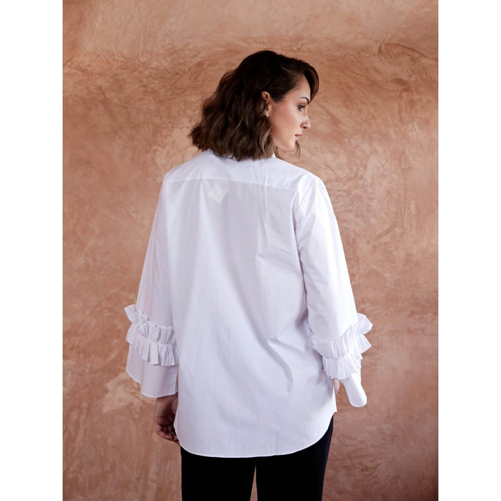 Palak Khandelwal White Shirt with Chrome Sequin Pocket