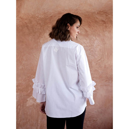 Palak Khandelwal White Shirt with Chrome Sequin Pocket