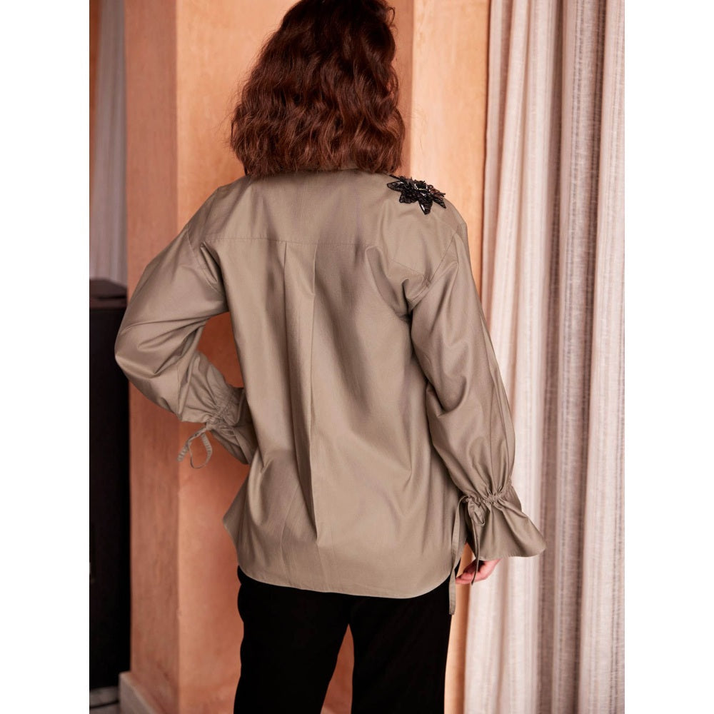 Palak Khandelwal Brown Shirt with Flower Patches