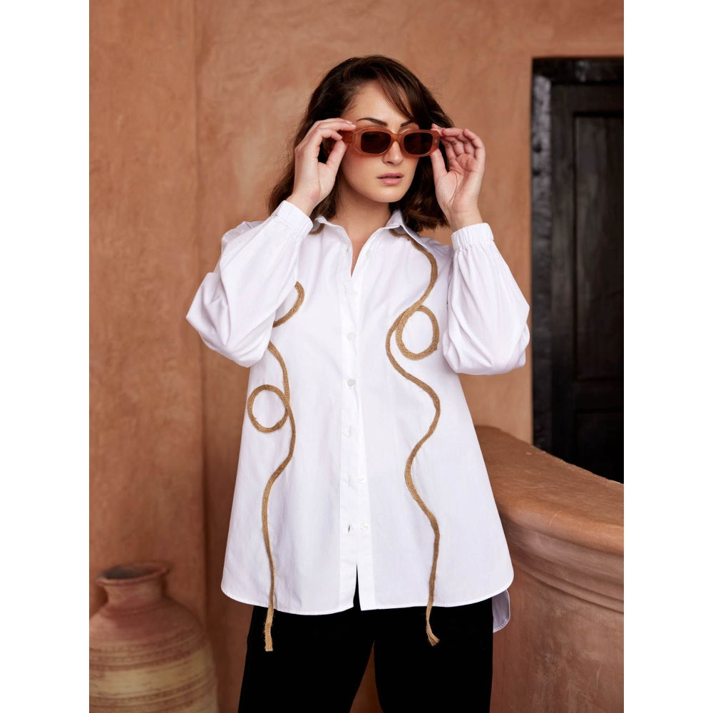 Palak Khandelwal White Shirt with Jute Lace