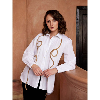 Palak Khandelwal White Shirt with Jute Lace