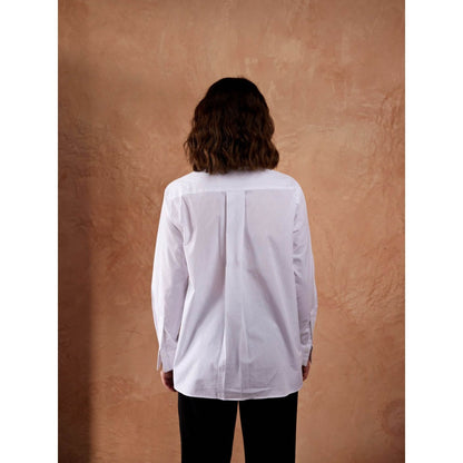 Palak Khandelwal White Shirt with Multi Colour V Lace Patch