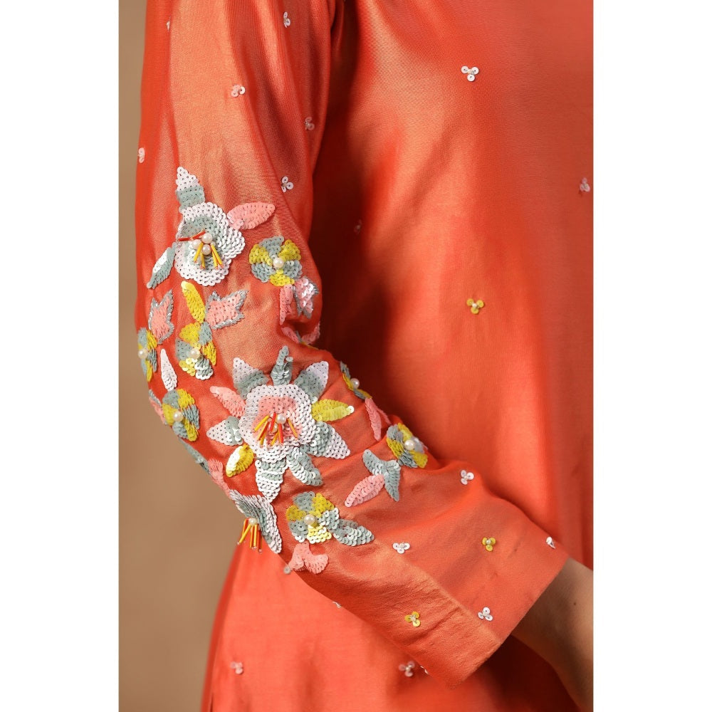 Palak Khandelwal Orange Kurta with Contrast Pants and Dupatta (Set of 3)