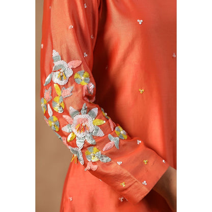 Palak Khandelwal Orange Kurta with Contrast Pants and Dupatta (Set of 3)