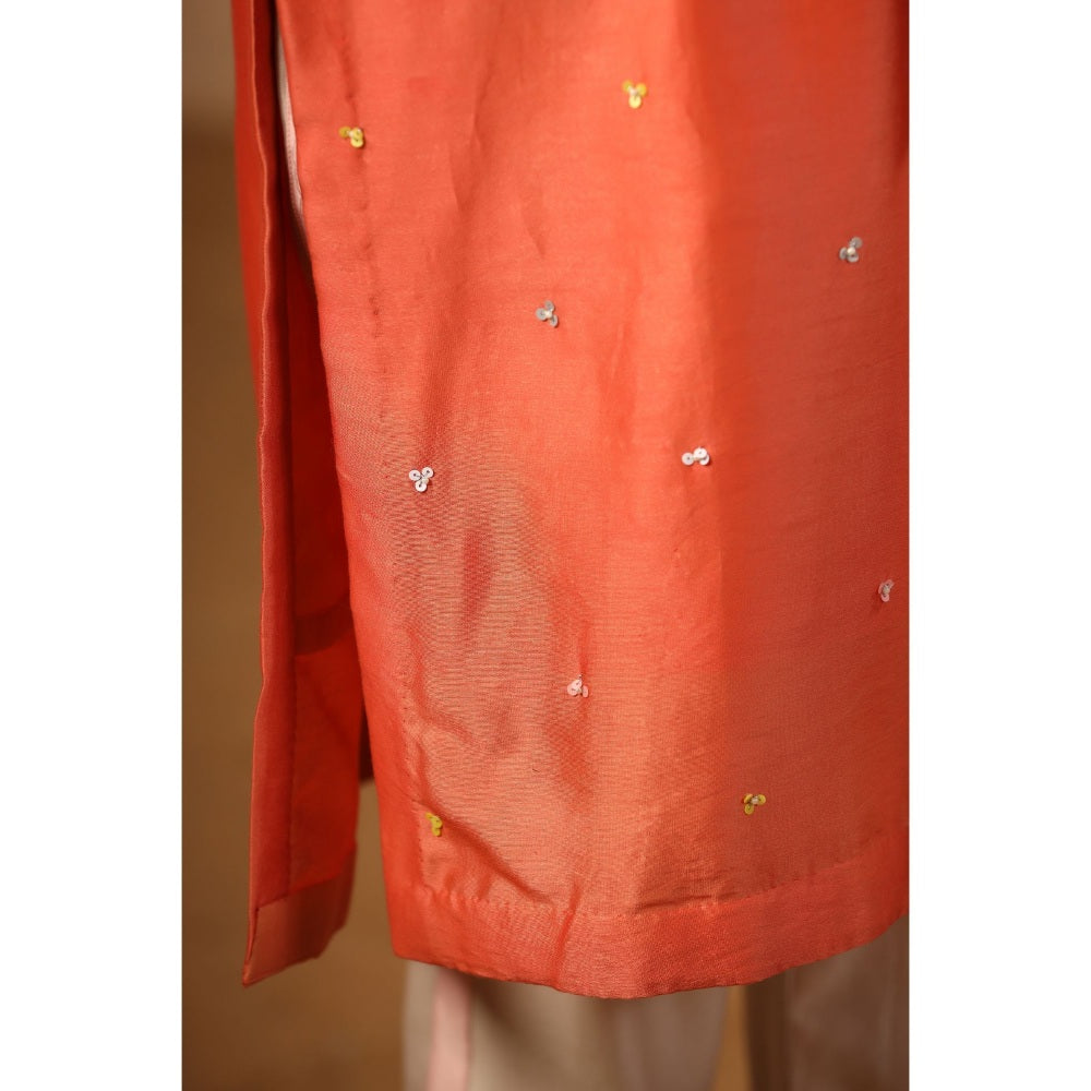 Palak Khandelwal Orange Kurta with Contrast Pants and Dupatta (Set of 3)