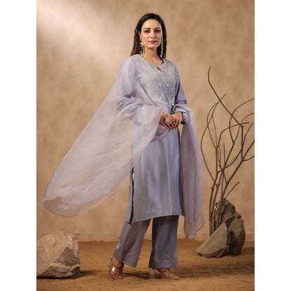 Palak Khandelwal Lavender Blue Kurta Paired with Pants and Dupatta (Set of 3)