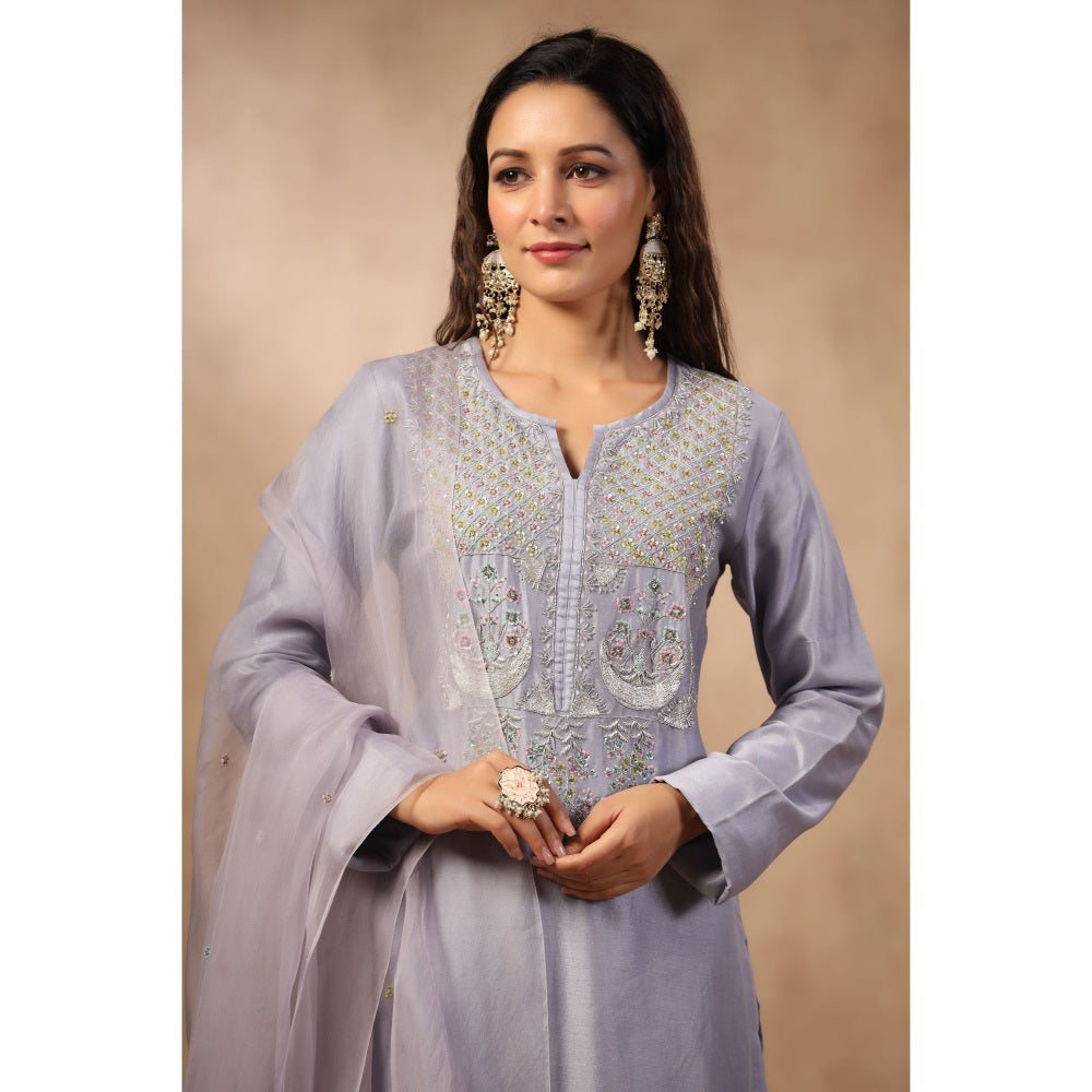 Palak Khandelwal Lavender Blue Kurta Paired with Pants and Dupatta (Set of 3)