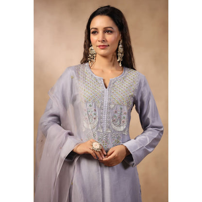 Palak Khandelwal Lavender Blue Kurta Paired with Pants and Dupatta (Set of 3)