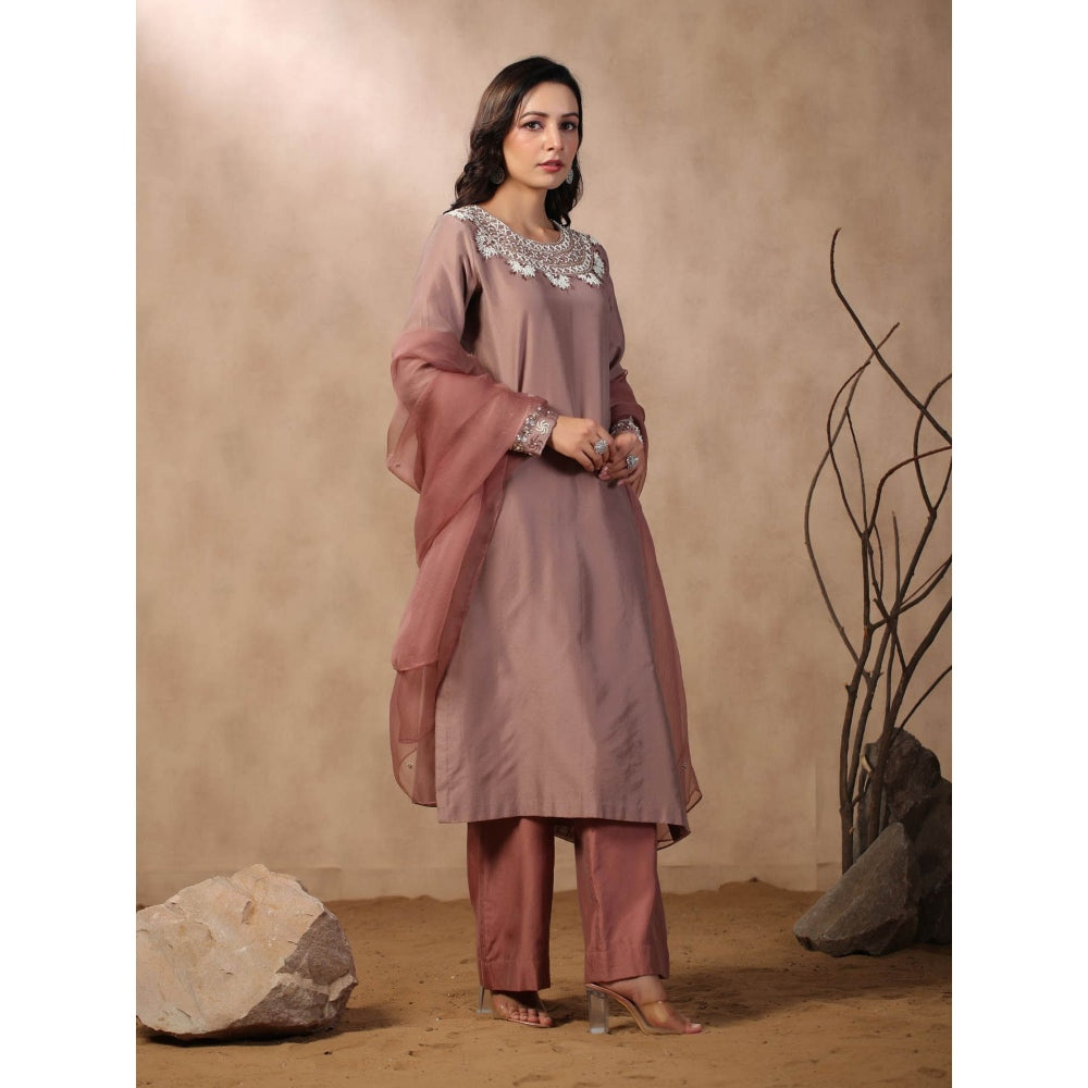 Palak Khandelwal Mauve Kurta Paired with Pants and Dupatta (Set of 3)