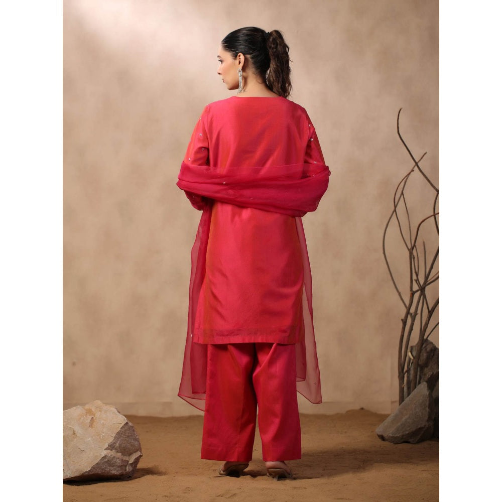 Palak Khandelwal Pink Kurta Paired with Pants and Dupatta (Set of 3)