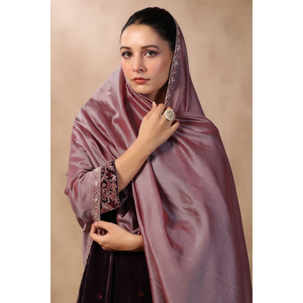 Palak Khandelwal Purple Kurta with Hand Embroidered Pants and Dupatta (Set of 3)