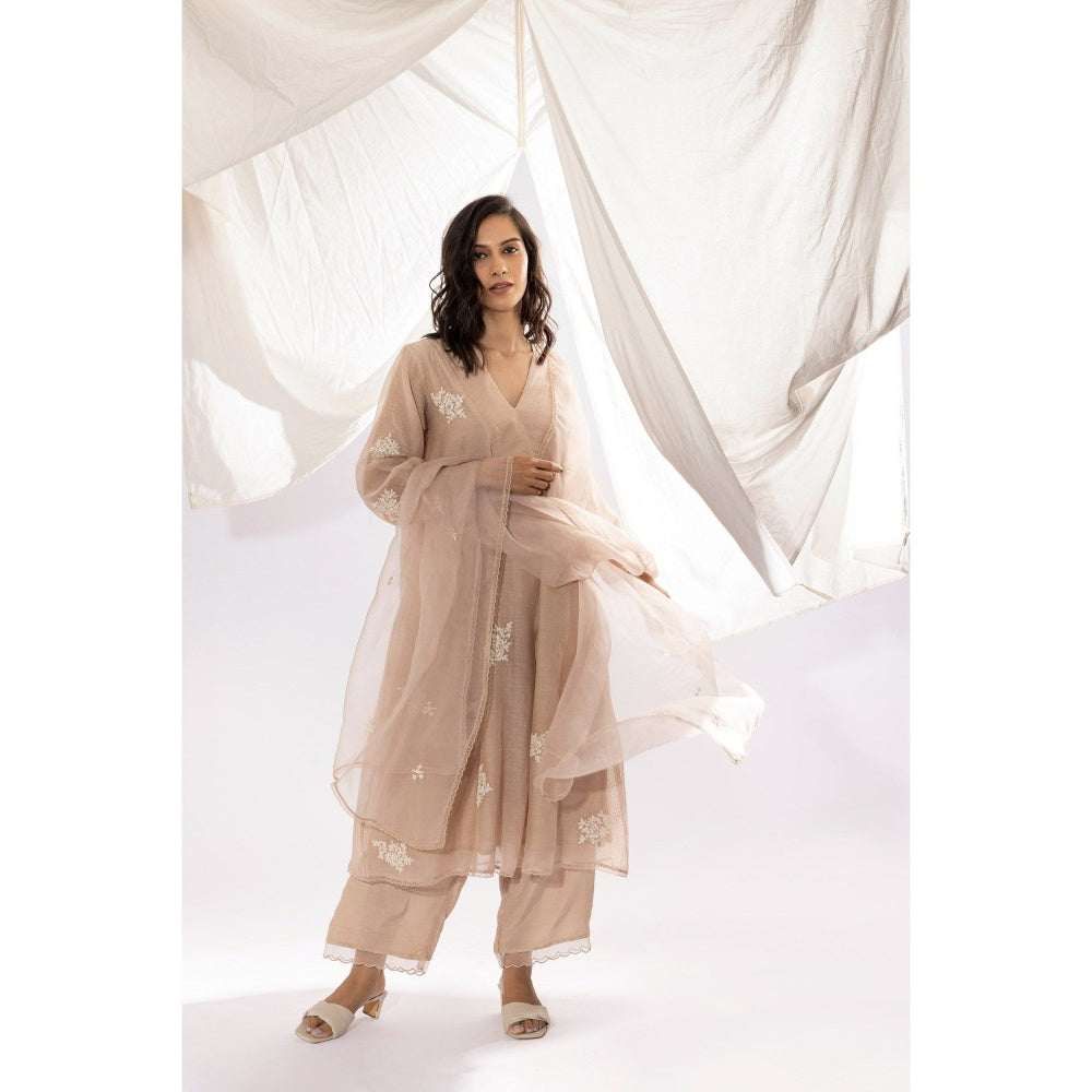 PANTS AND PAJAMAS Ivory Organza Dupatta