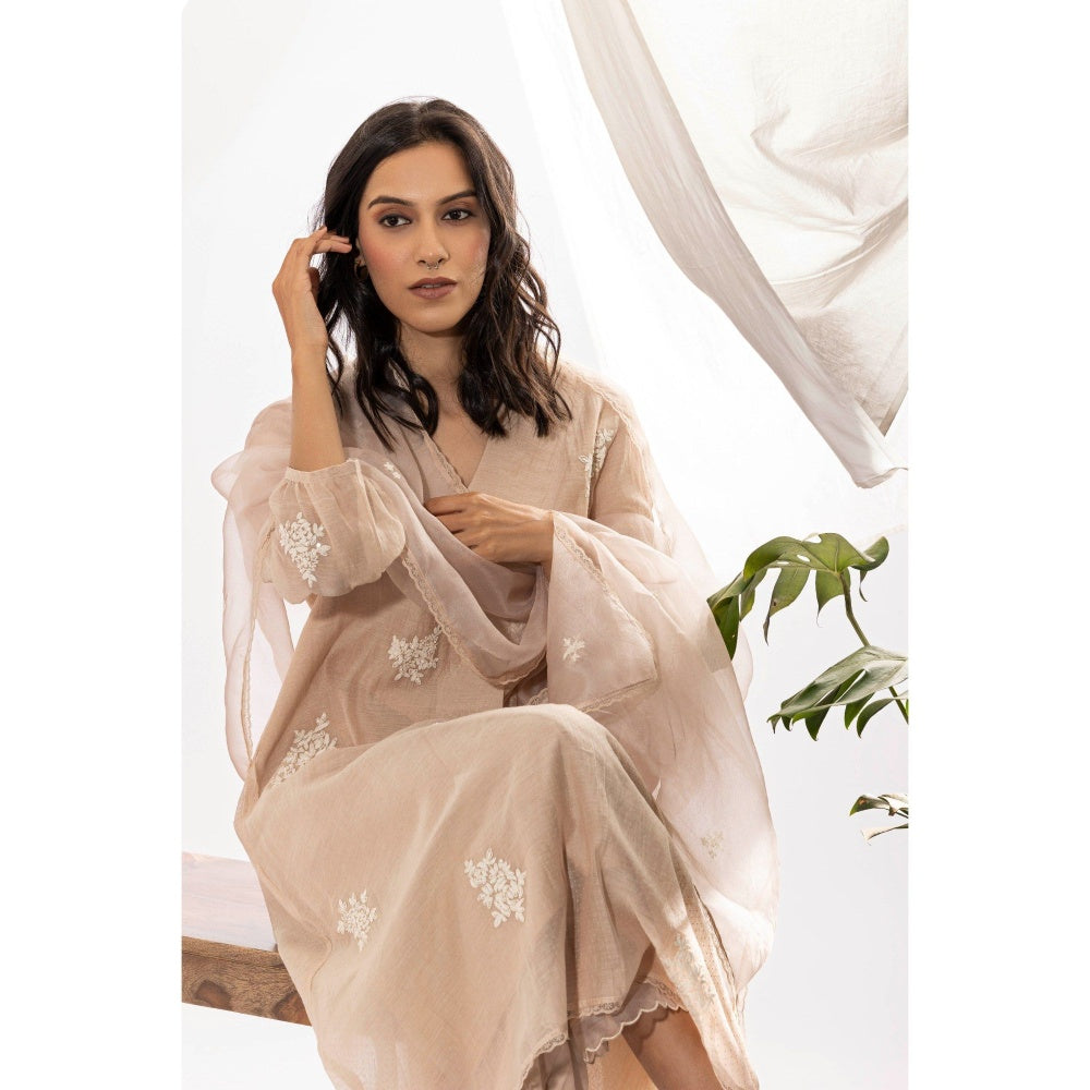 PANTS AND PAJAMAS Ivory Organza Dupatta