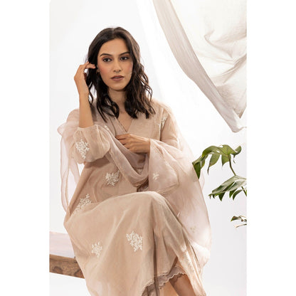 PANTS AND PAJAMAS Ivory Organza Dupatta
