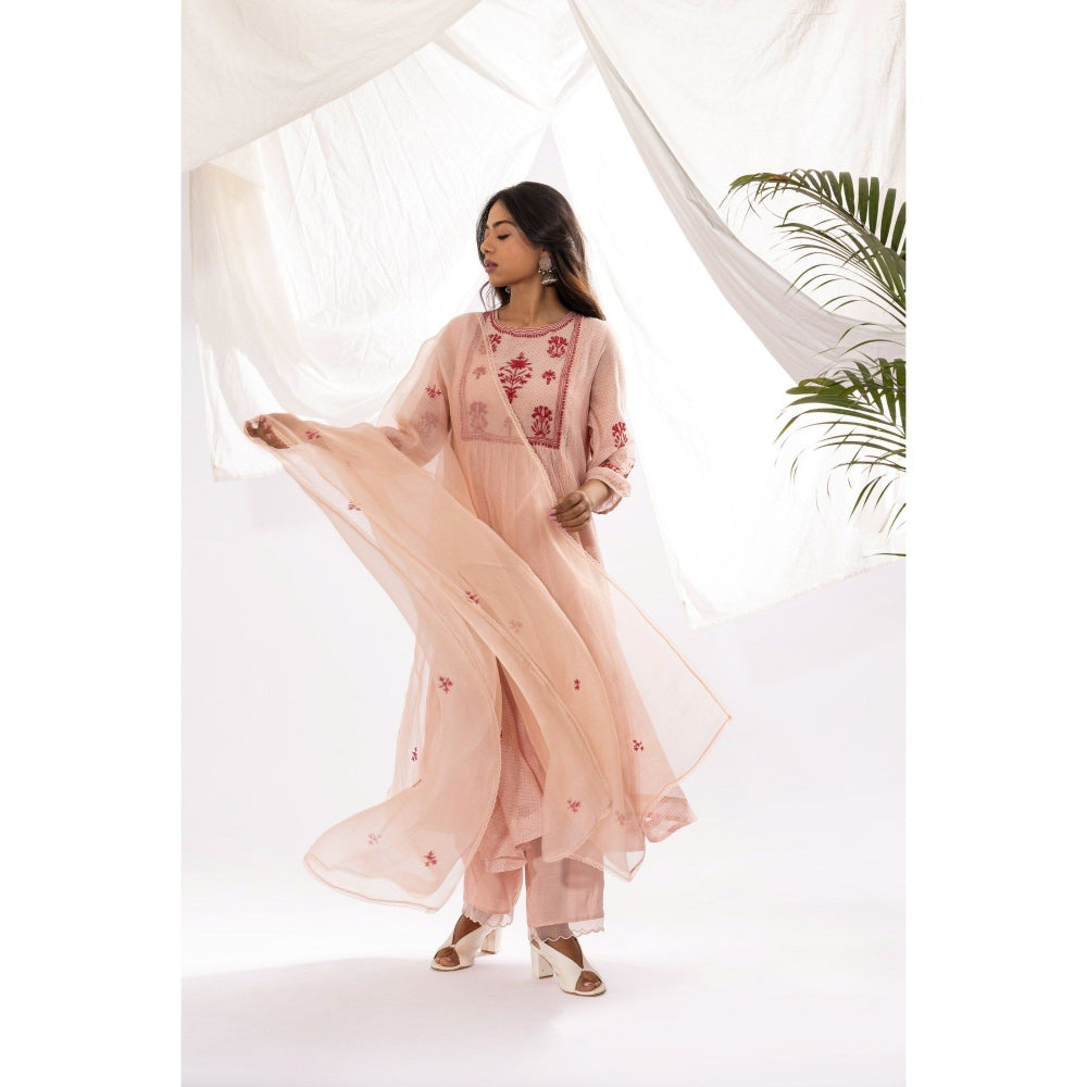 PANTS AND PAJAMAS Pink Organza Dupatta