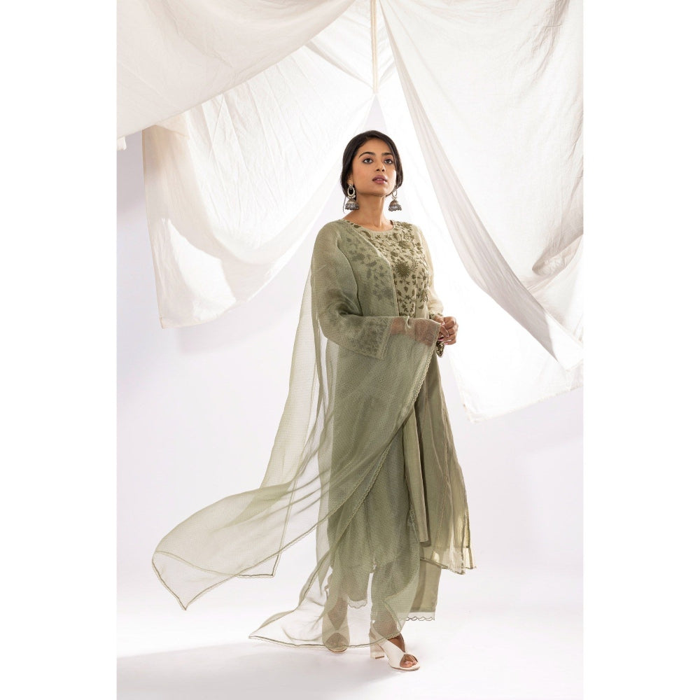 PANTS AND PAJAMAS Sage Organza Dupatta