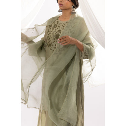 PANTS AND PAJAMAS Sage Organza Dupatta