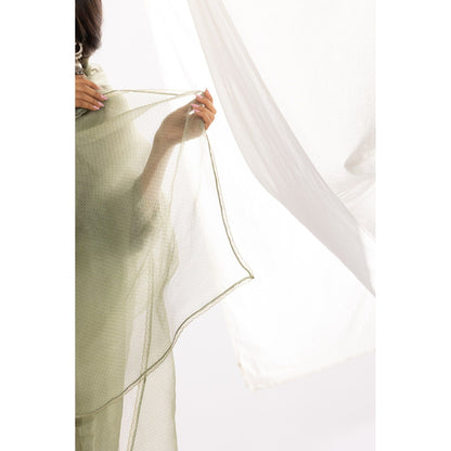PANTS AND PAJAMAS Sage Organza Dupatta