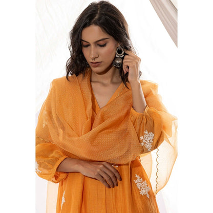 PANTS AND PAJAMAS Orange Organza Dupatta