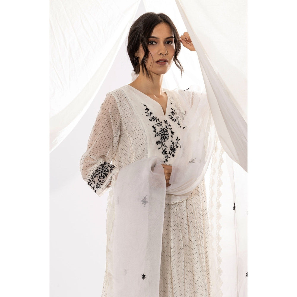 PANTS AND PAJAMAS White Organza Dupatta