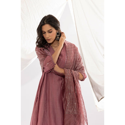 PANTS AND PAJAMAS Lilac Chanderi Zari Dupatta