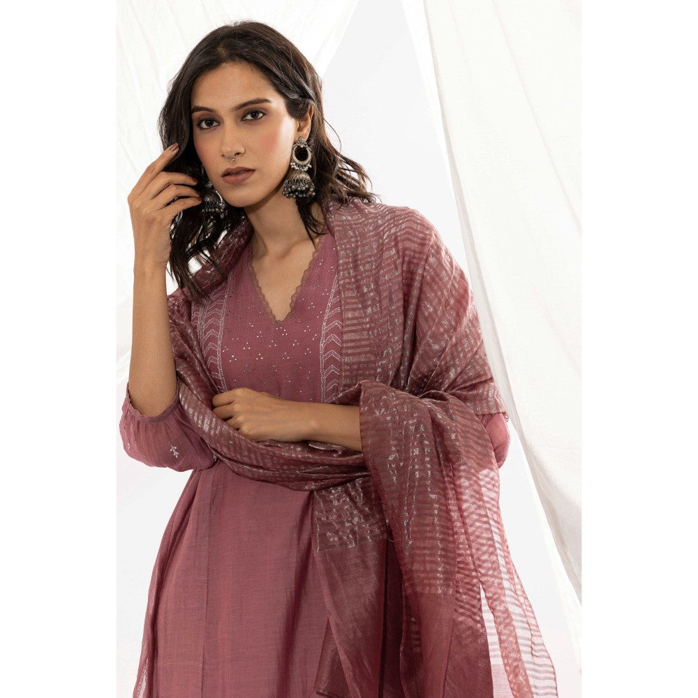 PANTS AND PAJAMAS Lilac Chanderi Zari Dupatta