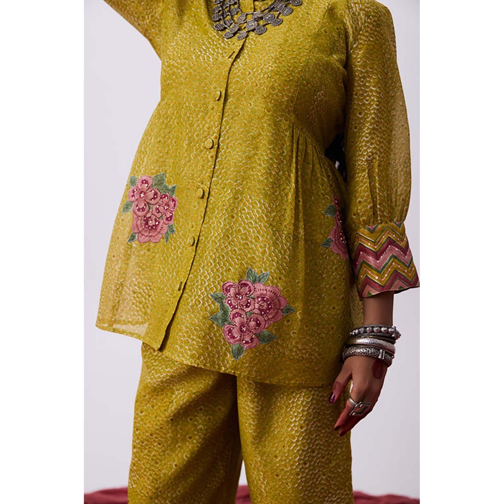 PANTS AND PAJAMAS Antrang Mustard Printed Co-Ord