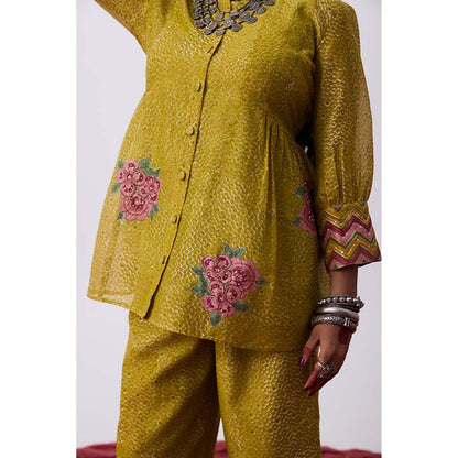 PANTS AND PAJAMAS Antrang Mustard Printed Co-Ord