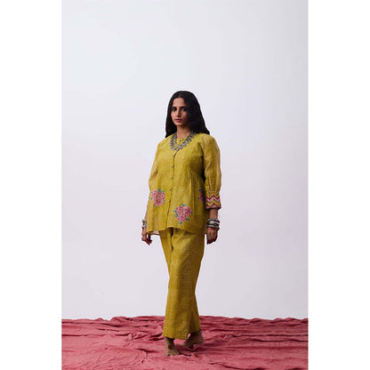 PANTS AND PAJAMAS Antrang Mustard Printed Co-Ord