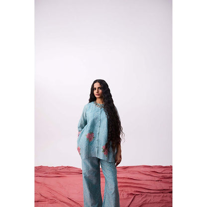 PANTS AND PAJAMAS Abhinaya Blue Printed Co-Ord