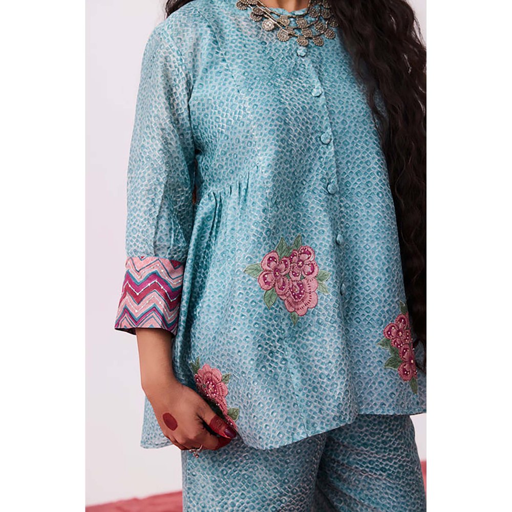 PANTS AND PAJAMAS Abhinaya Blue Printed Co-Ord