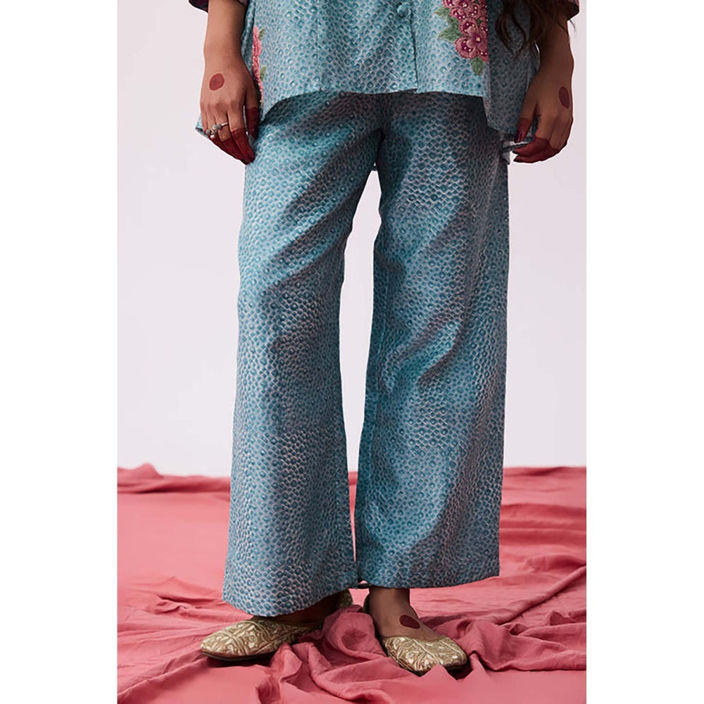 PANTS AND PAJAMAS Abhinaya Blue Printed Co-Ord