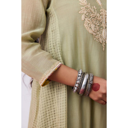 Pant AND PAJAMAS Women Chanderi Grey Kurta with Pant