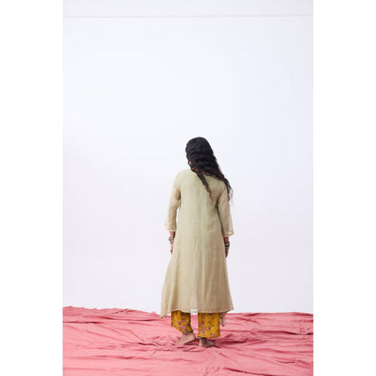 Pant AND PAJAMAS Women Chanderi Grey Kurta with Pant