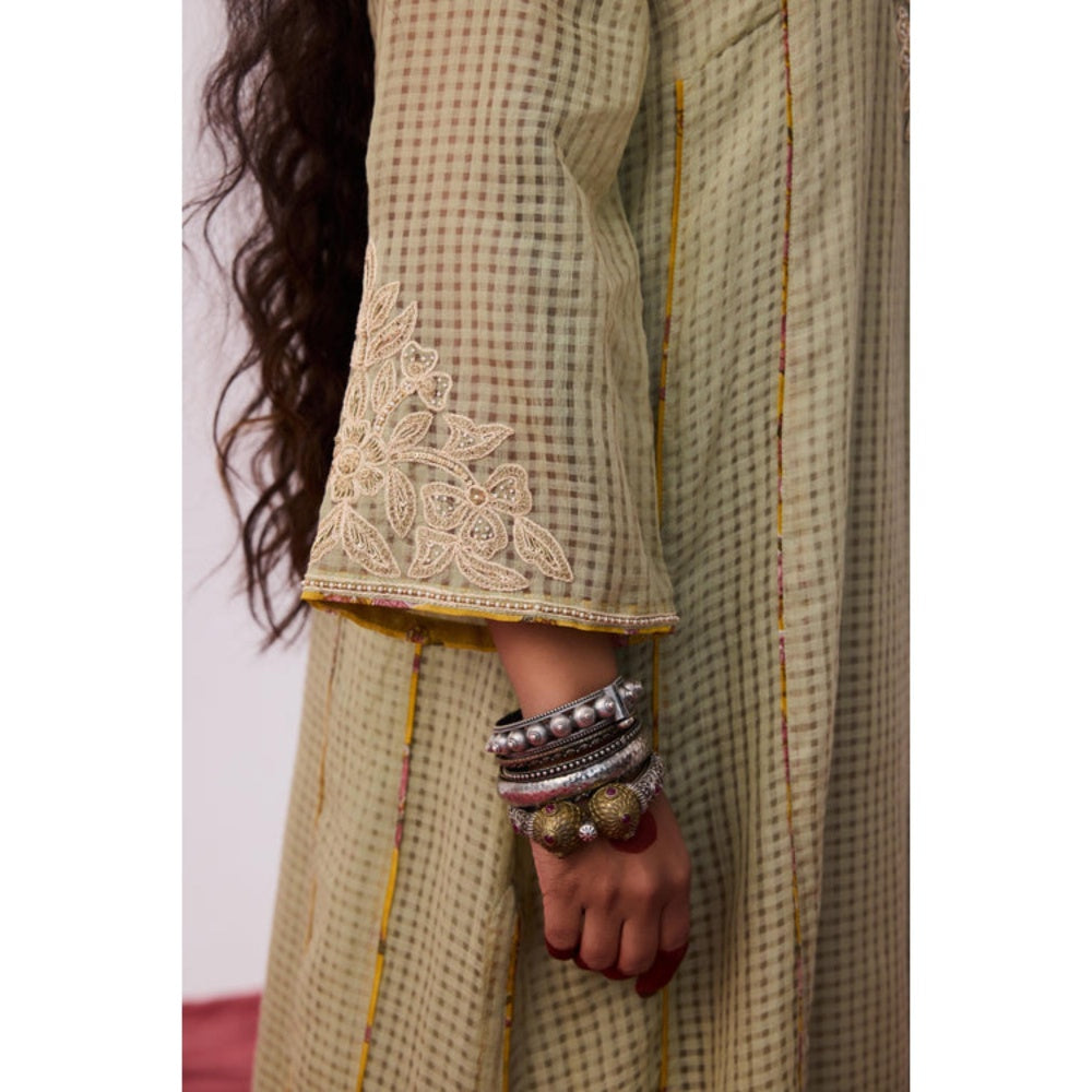 Pant AND PAJAMAS Women Cotton Silk Beige Kurta with Pant and Dupatta