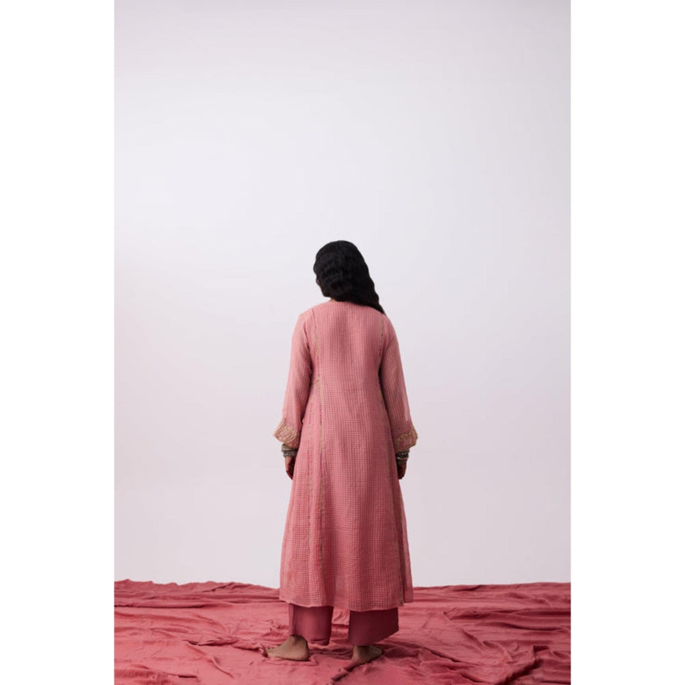 Pant AND PAJAMAS Women Cotton Silk Pink Kurta with Pant and Dupatta