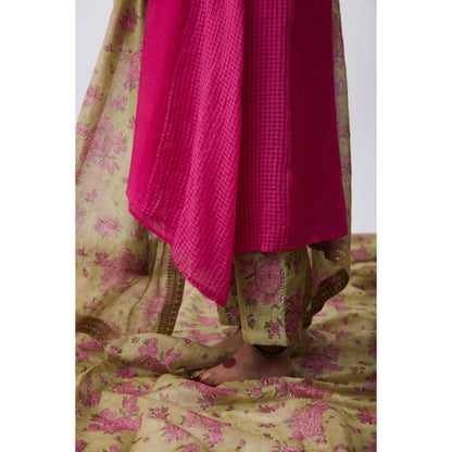 Pant AND PAJAMAS Women Chanderi Pink Kurta with Pant